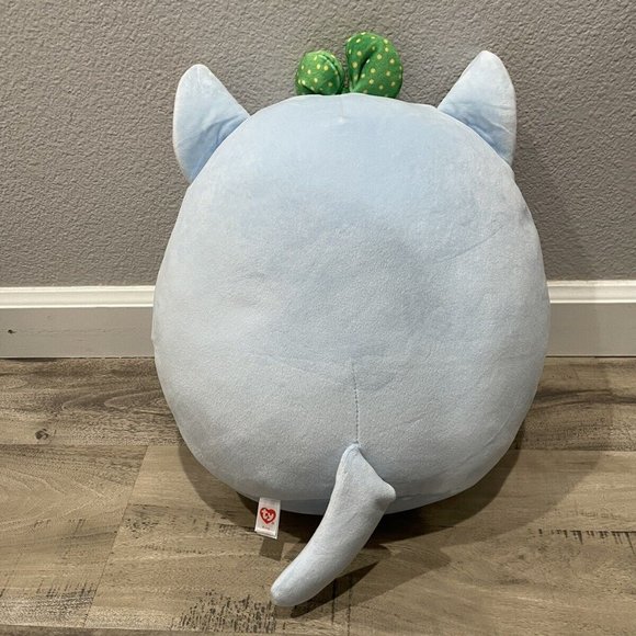 Ty Squishy Beanies KIRRA the Blue Cat with A Bow 14" - Picture 2 of 3